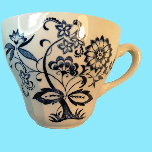 J G Meakin Blue White Floral Teacup Nordic Vintage Ceramic Cup - Picture 2 of 13